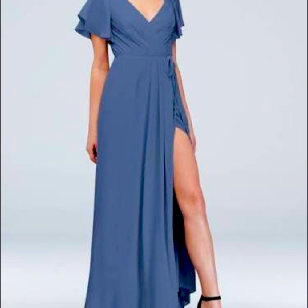 Steel blue bridesmaid dress